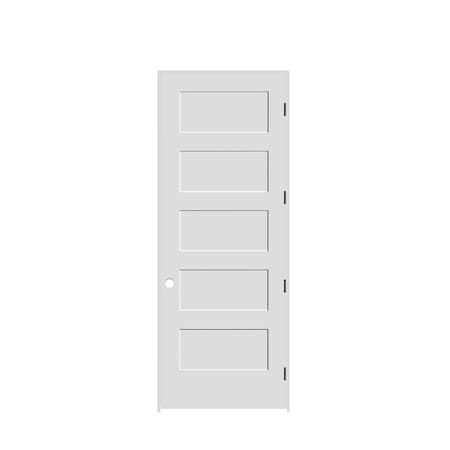 Codel Doors 24" x 96" x 1-3/8" Primed 5-Panel Equal Panel Interior Shaker 6-9/16" LH Prehung Door w/Black Hinges 2080pri8405LH1D6916
